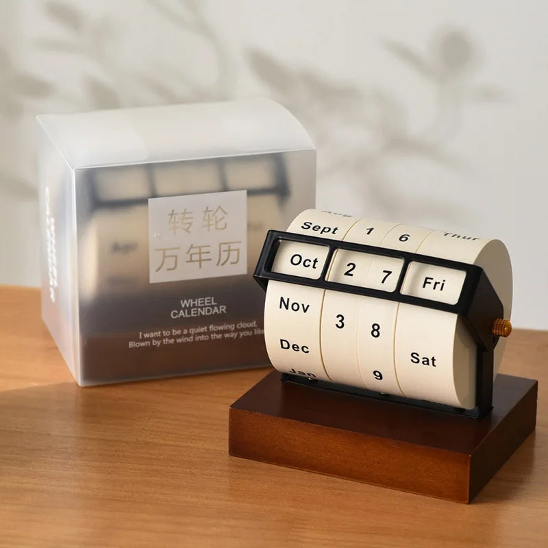 Rotating Wheel Perpetual Calendar Desk Ornament