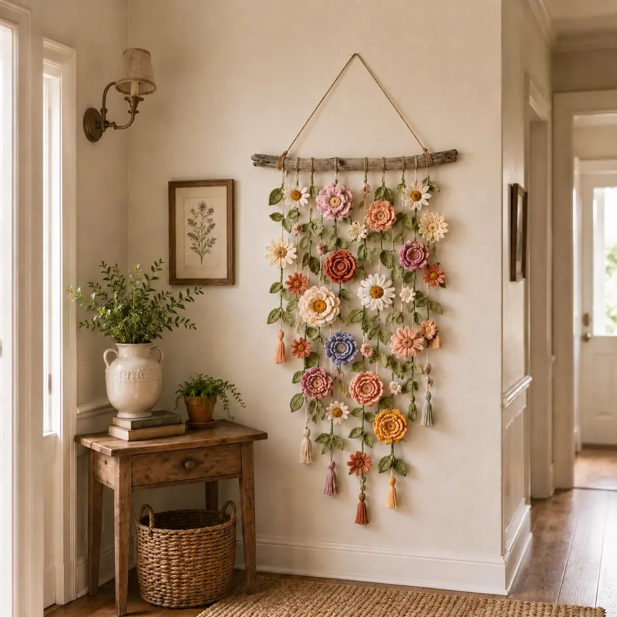 Crochet Flower Wall Hanging Decor