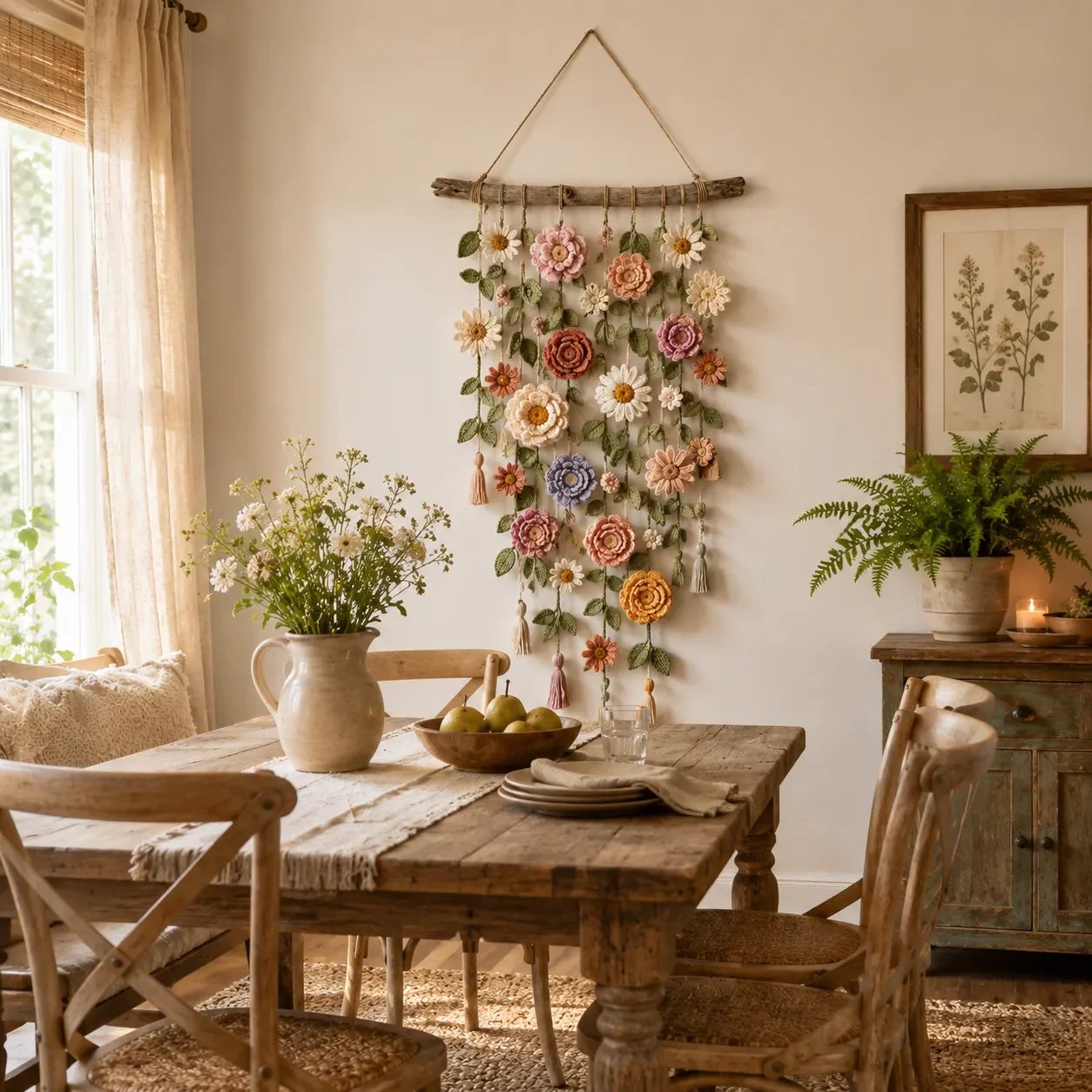 Crochet Flower Wall Hanging Decor