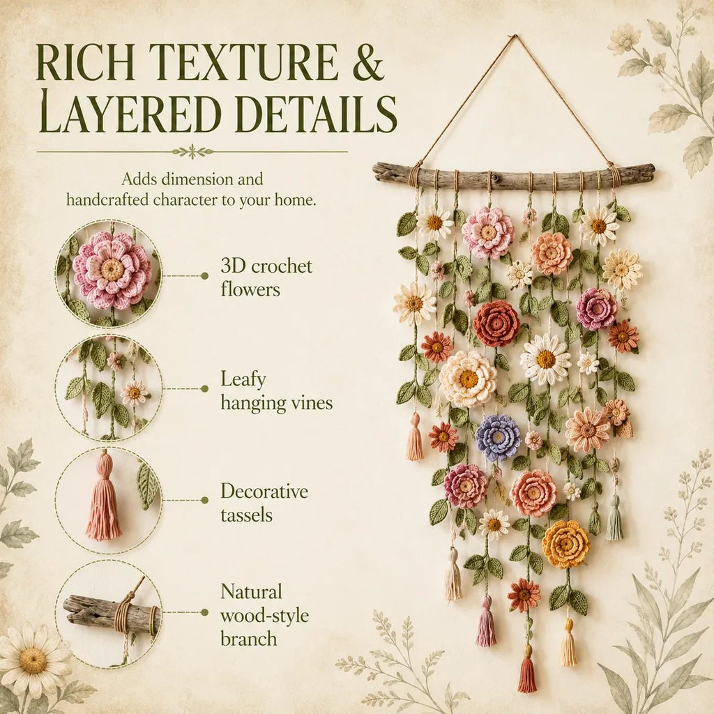 Crochet Flower Wall Hanging Decor