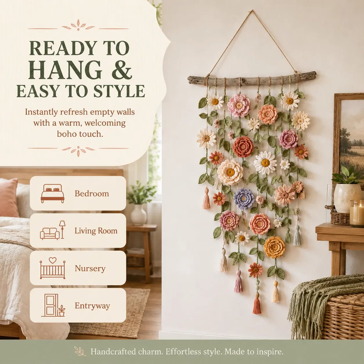 Crochet Flower Wall Hanging Decor